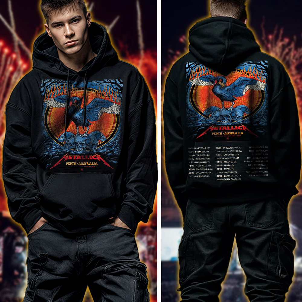 metallica m72 world tour 2025 november 1 2025 perth australia optus stadium the black swan hoodie 4