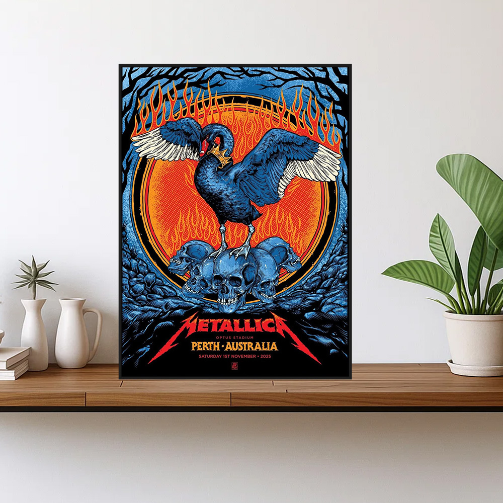 metallica m72 world tour 2025 november 1 2025 perth australia optus stadium the black swan poster canvas 1