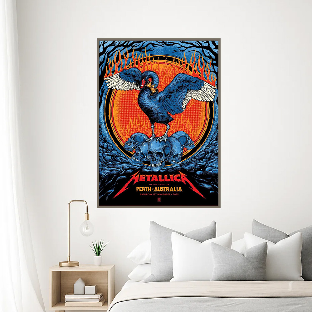 metallica m72 world tour 2025 november 1 2025 perth australia optus stadium the black swan poster canvas 2