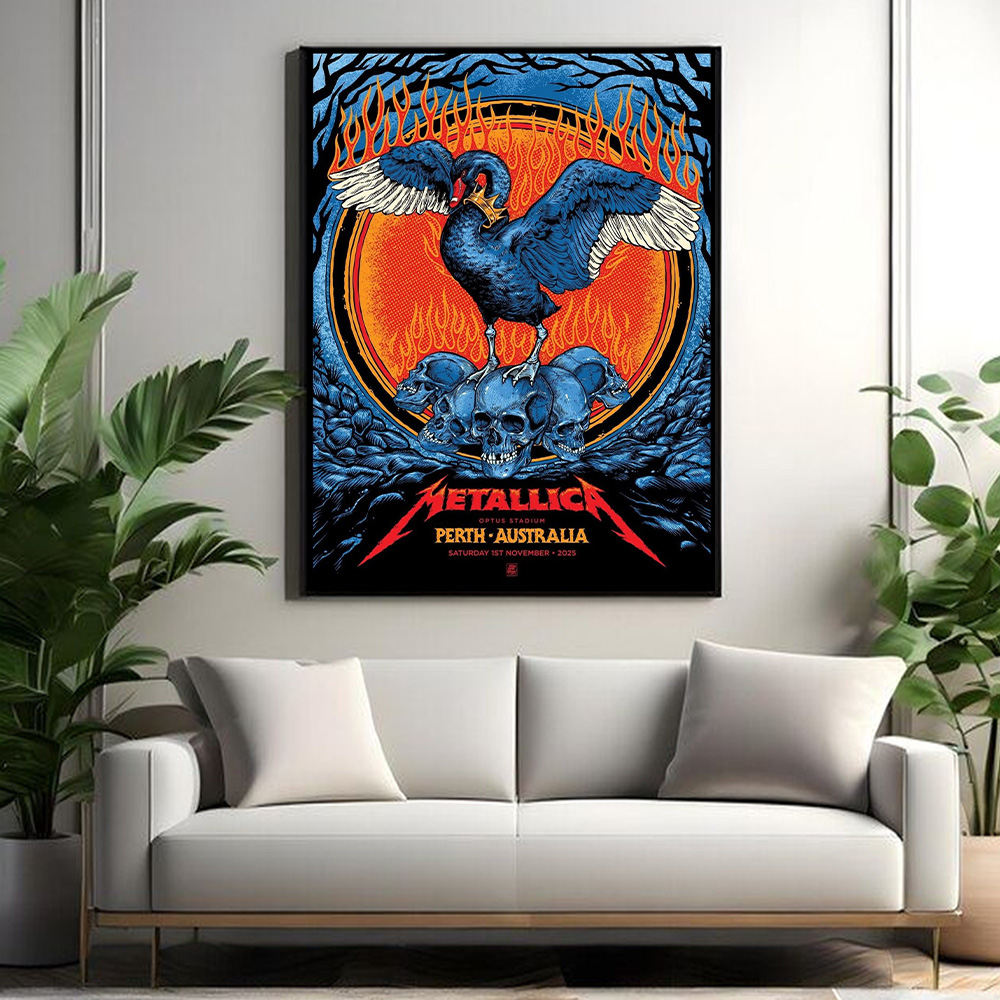 metallica m72 world tour 2025 november 1 2025 perth australia optus stadium the black swan poster canvas