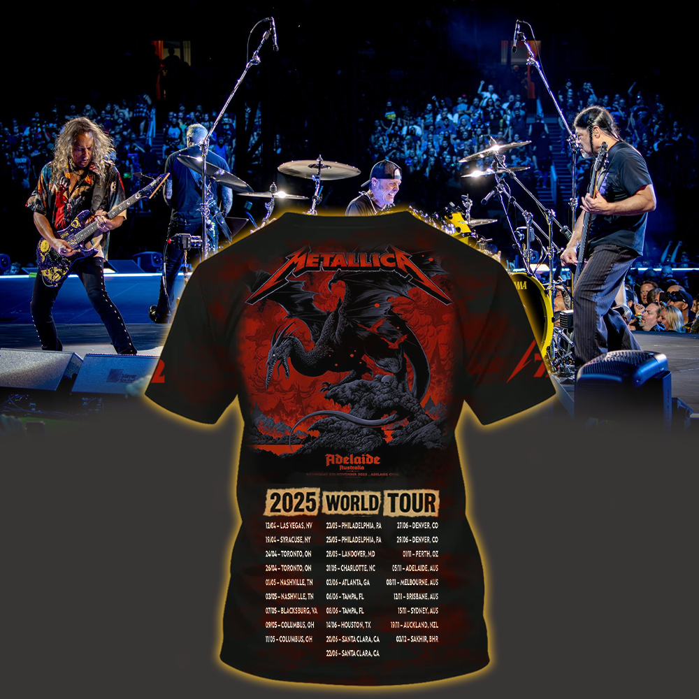 metallica m72 world tour 2025 november 5 2025 adelaide australia adelaide oval pterosaur design aop shirt 2