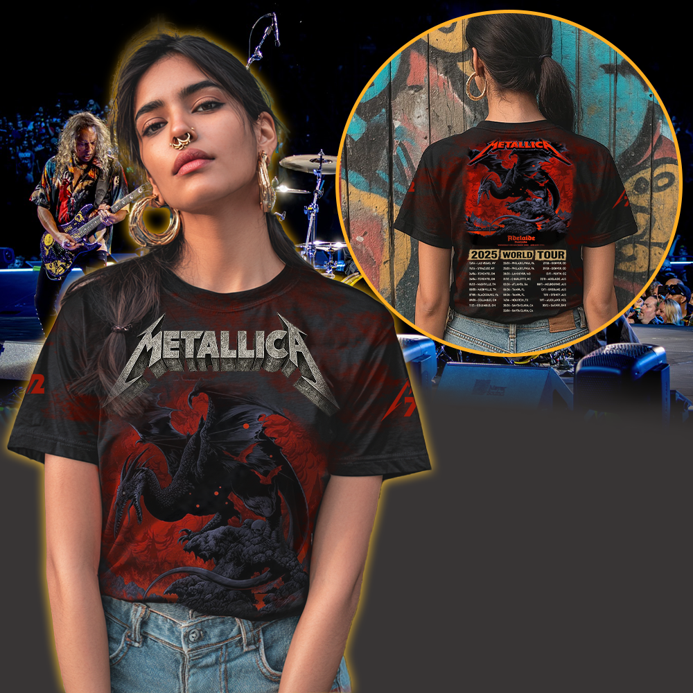 metallica m72 world tour 2025 november 5 2025 adelaide australia adelaide oval pterosaur design aop shirt 3