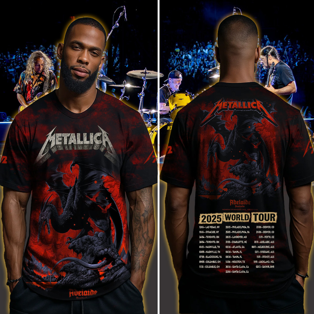 metallica m72 world tour 2025 november 5 2025 adelaide australia adelaide oval pterosaur design aop shirt 4