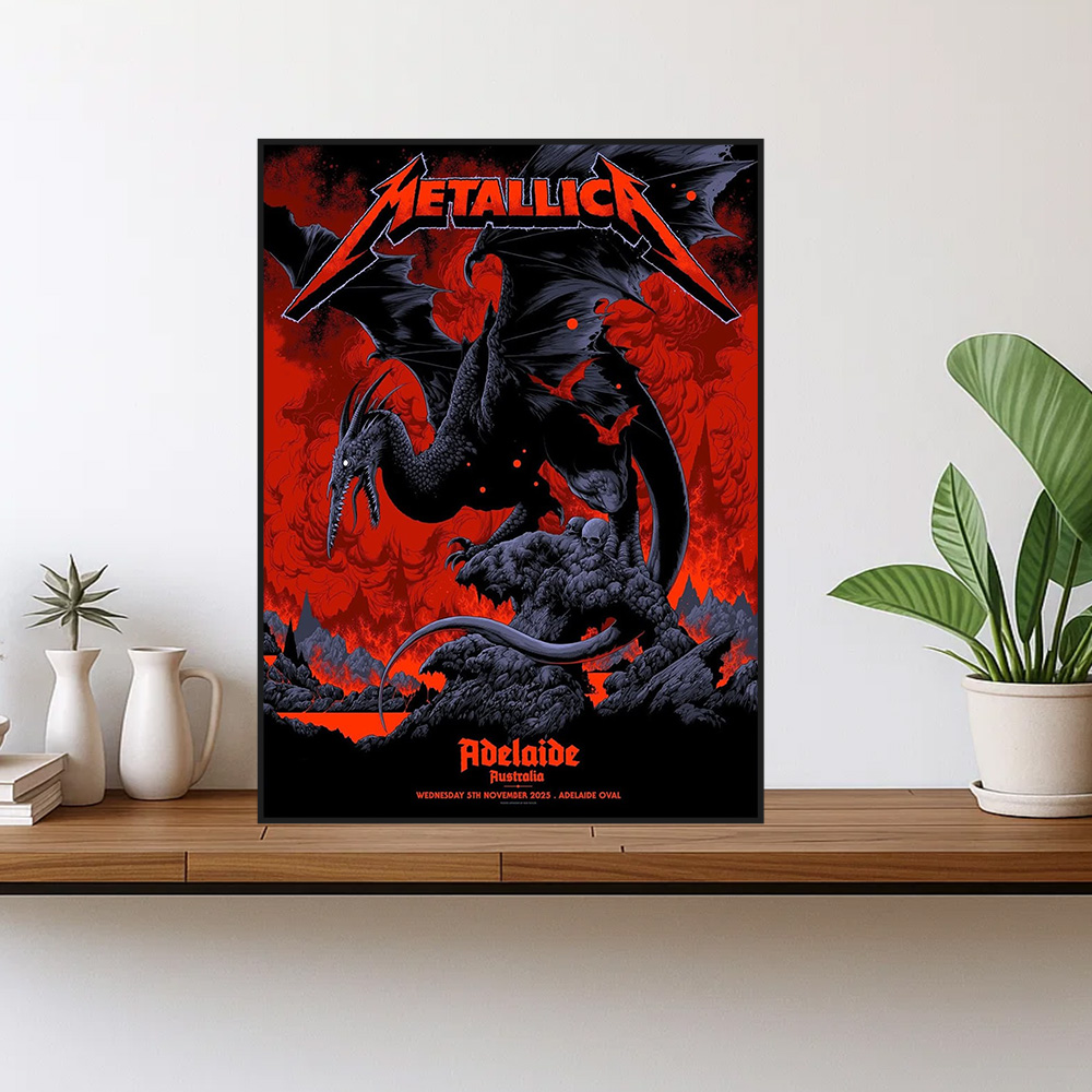 metallica m72 world tour 2025 november 5 2025 adelaide australia adelaide oval pterosaur design exclusive poster by ken taylor 1