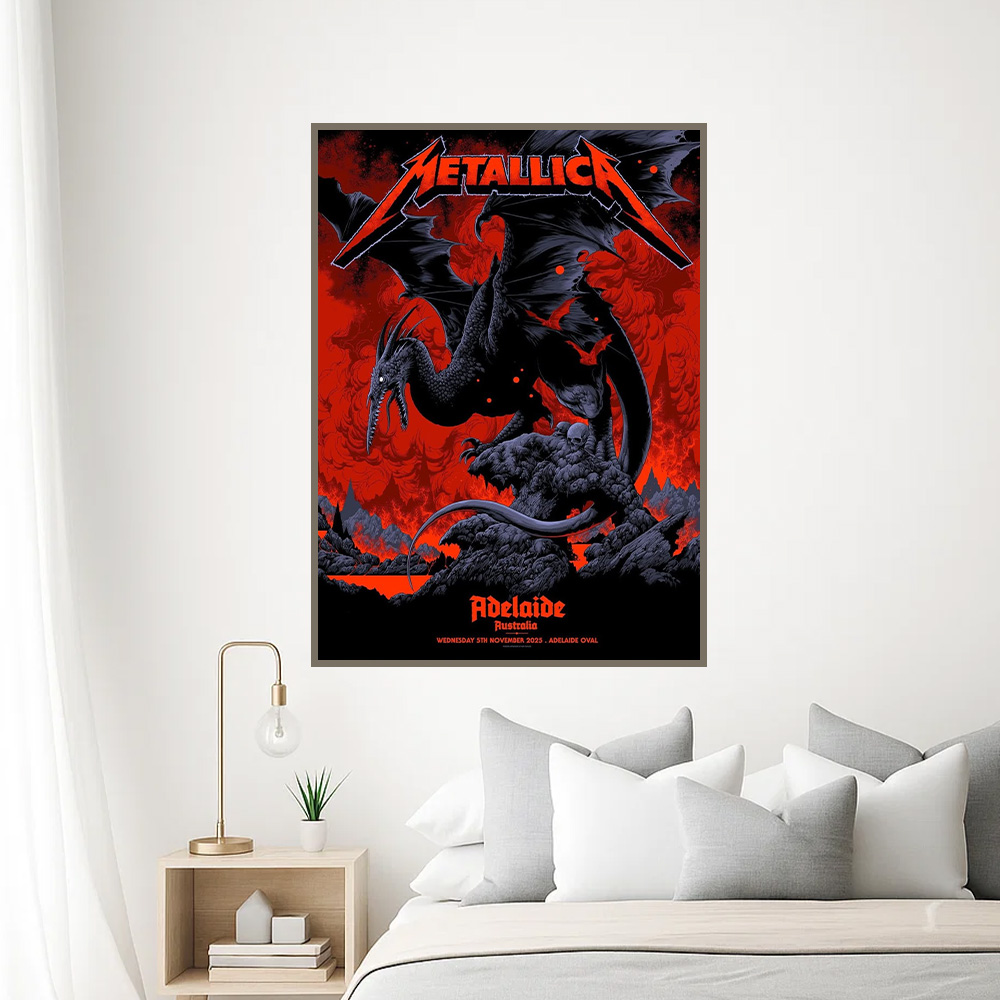 metallica m72 world tour 2025 november 5 2025 adelaide australia adelaide oval pterosaur design exclusive poster by ken taylor 2