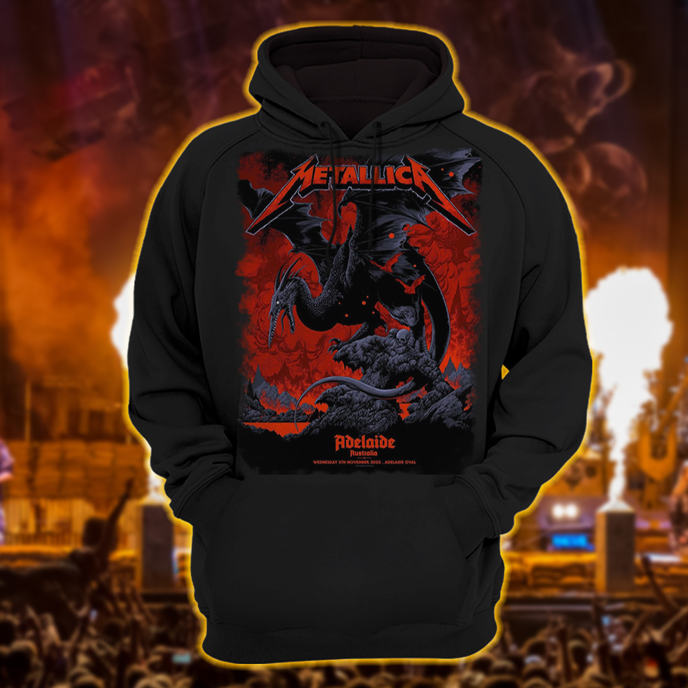 metallica m72 world tour 2025 november 5 2025 adelaide australia adelaide oval pterosaur design hoodie