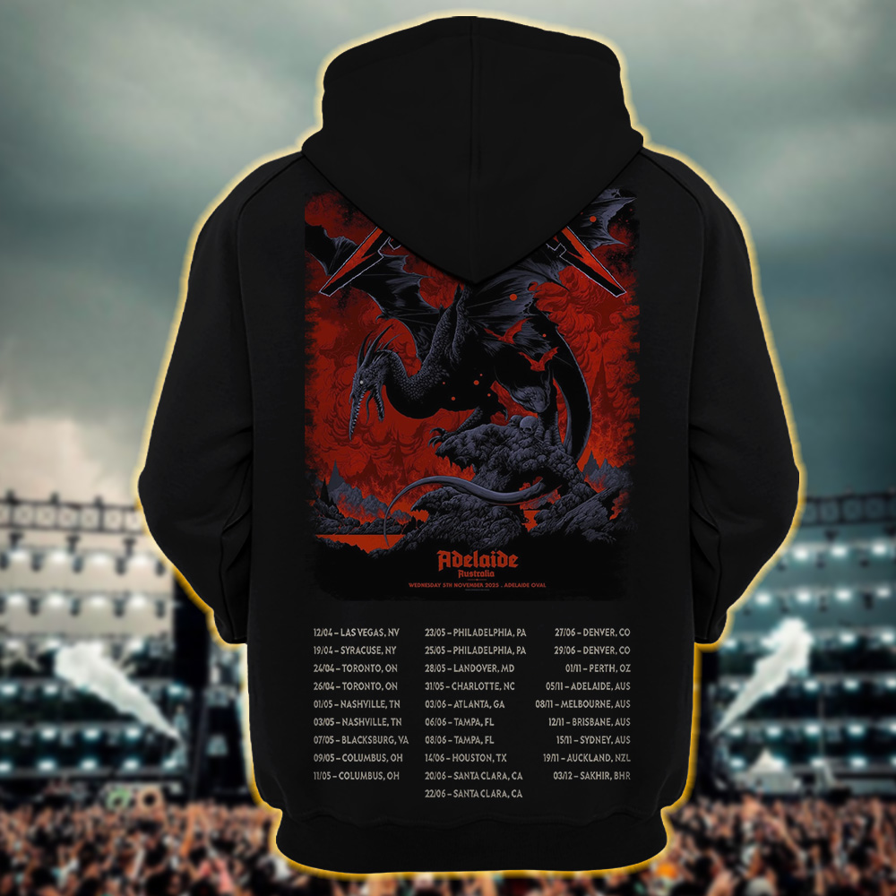 metallica m72 world tour 2025 november 5 2025 adelaide australia adelaide oval pterosaur design hoodiee
