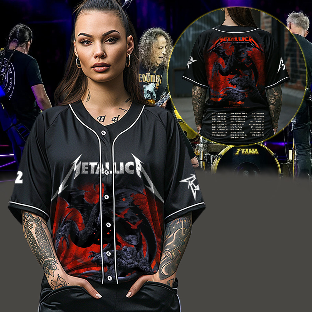 metallica m72 world tour 2025 november 5 2025 adelaide australia adelaide oval pterosaur design jersey 3