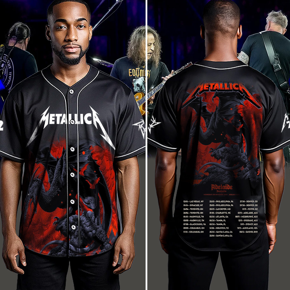 metallica m72 world tour 2025 november 5 2025 adelaide australia adelaide oval pterosaur design jersey 4