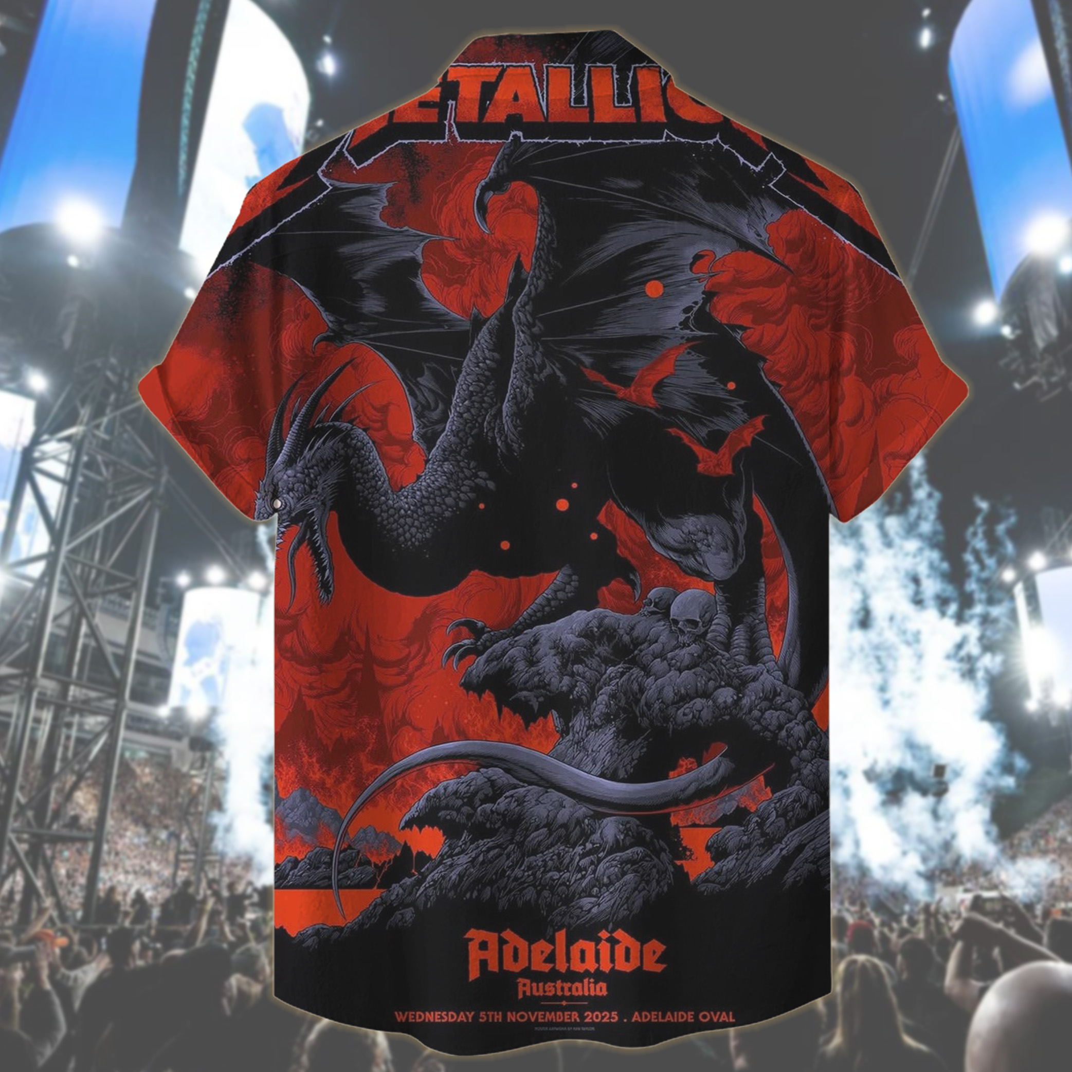 metallica m72 world tour 2025 november 5 2025 adelaide australia adelaide oval pterosaur design shirt
