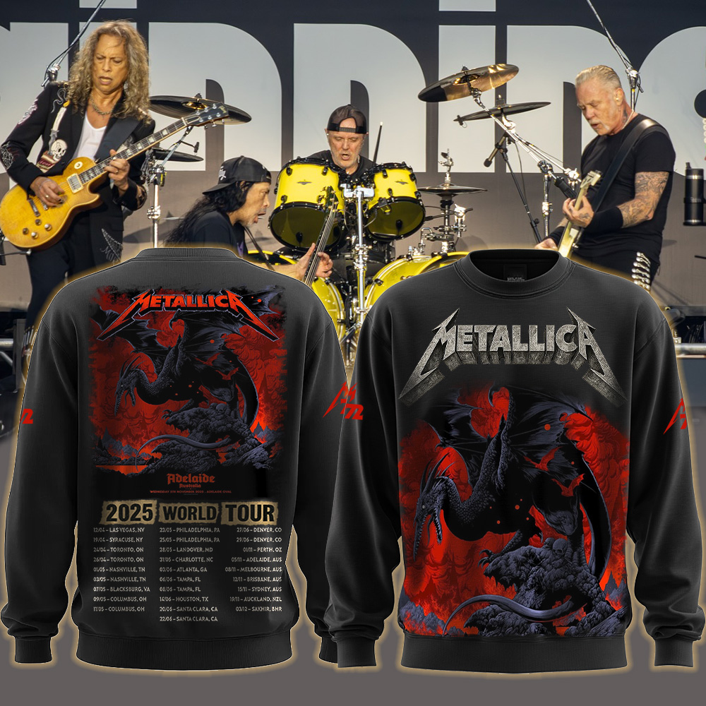 metallica m72 world tour 2025 november 5 2025 adelaide australia adelaide oval pterosaur design sweater