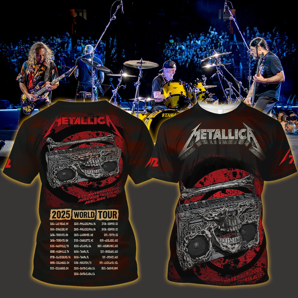 metallica m72 world tour 2025 november 5 2025 adelaide australia adelaide oval skeleton radio boombox from hell all over print shirt