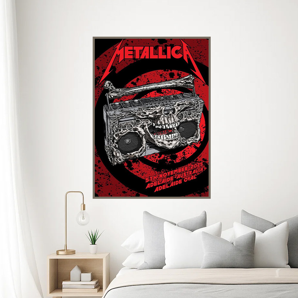 metallica m72 world tour 2025 november 5 2025 adelaide australia adelaide oval skeleton radio boombox from hell exclusive venue poster 2