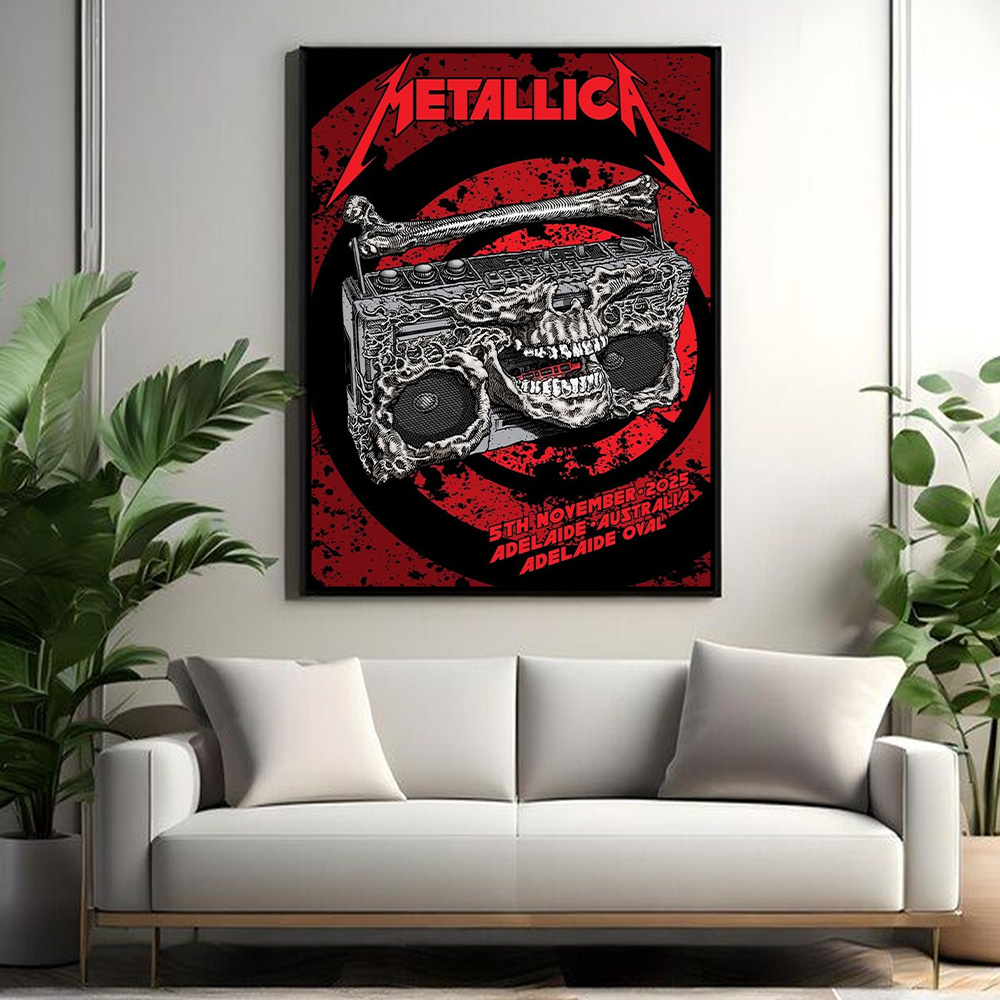 metallica m72 world tour 2025 november 5 2025 adelaide australia adelaide oval skeleton radio boombox from hell exclusive venue poster