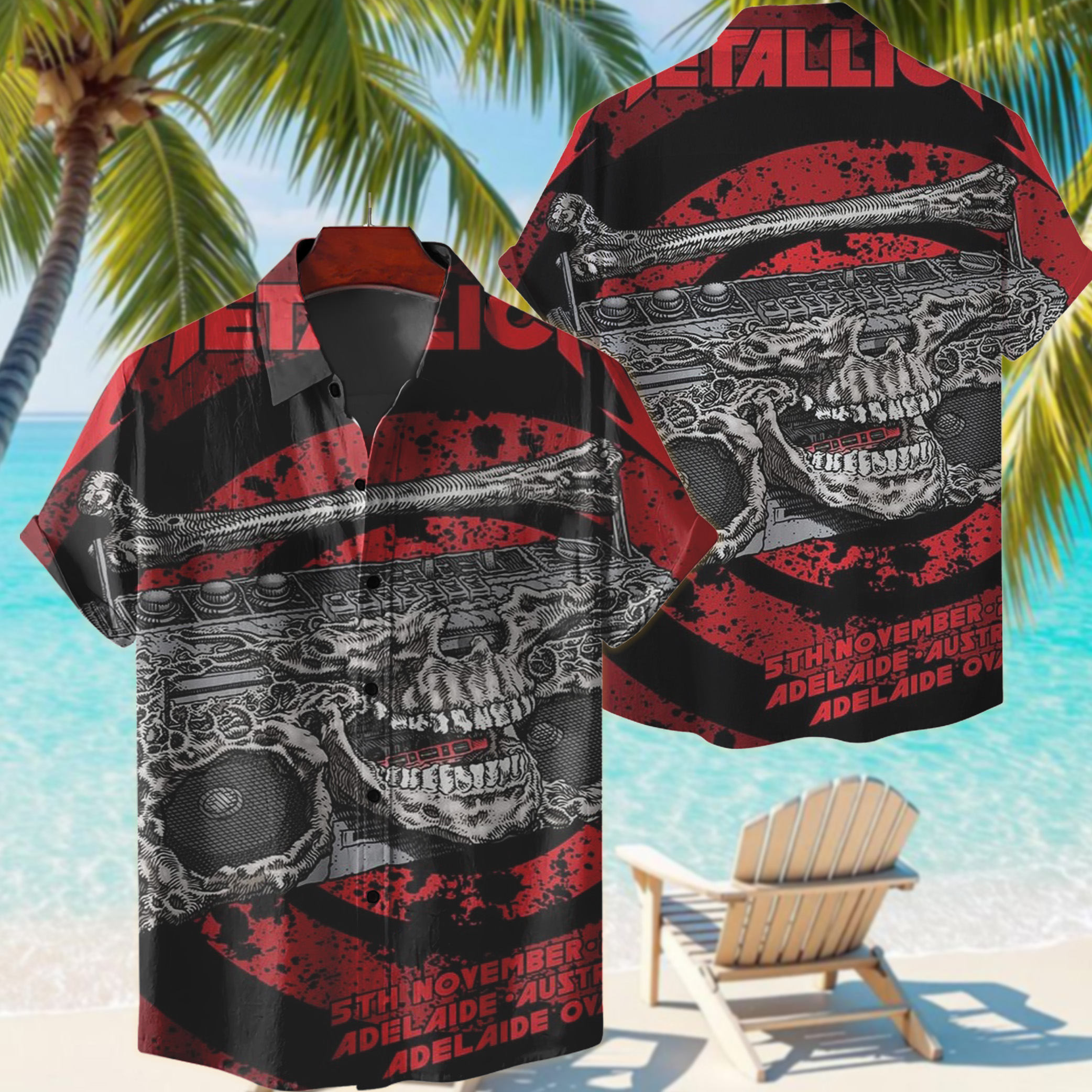 metallica m72 world tour 2025 november 5 2025 adelaide australia adelaide oval skeleton radio boombox from hell hawaiian shirt 1