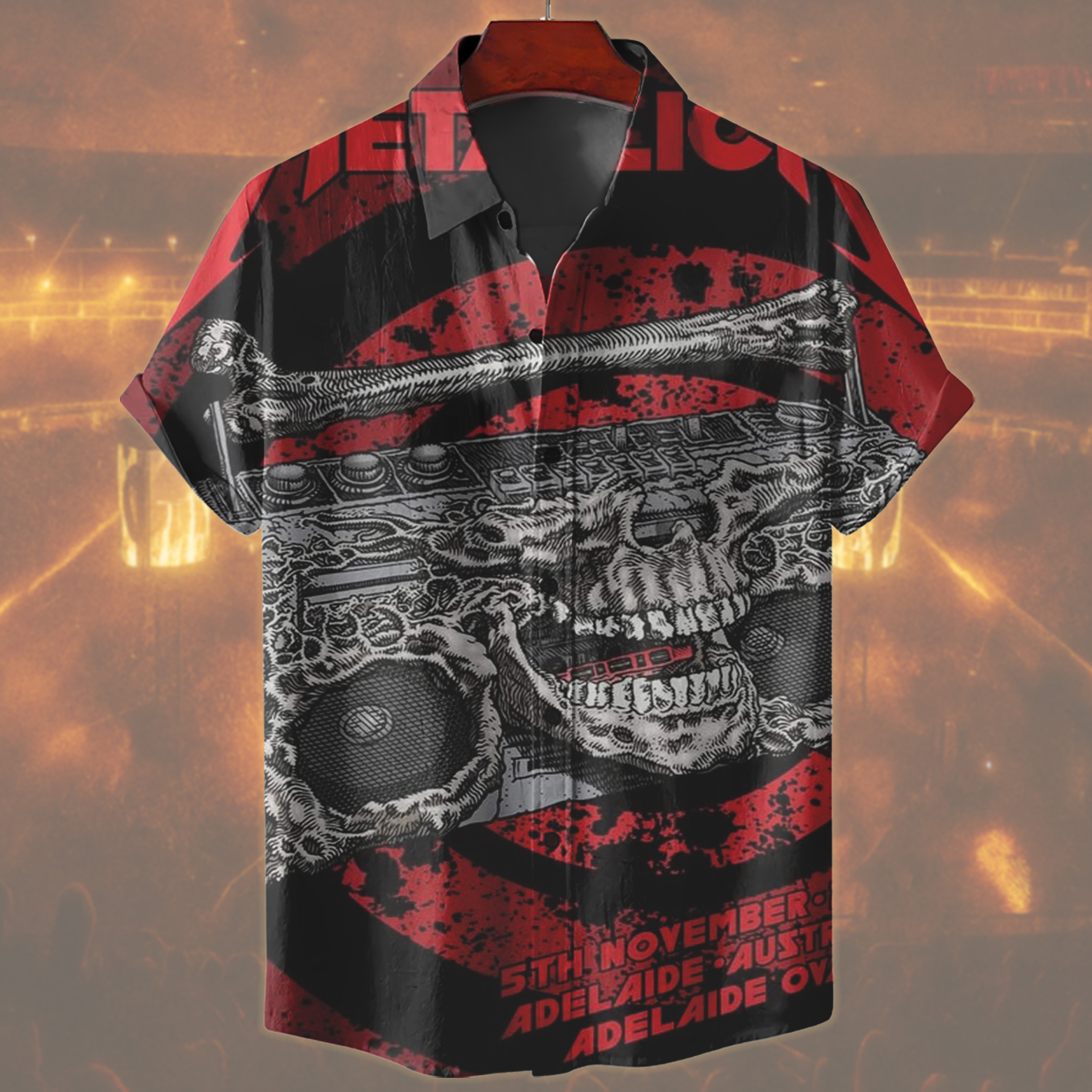 metallica m72 world tour 2025 november 5 2025 adelaide australia adelaide oval skeleton radio boombox from hell hawaiian shirt 2