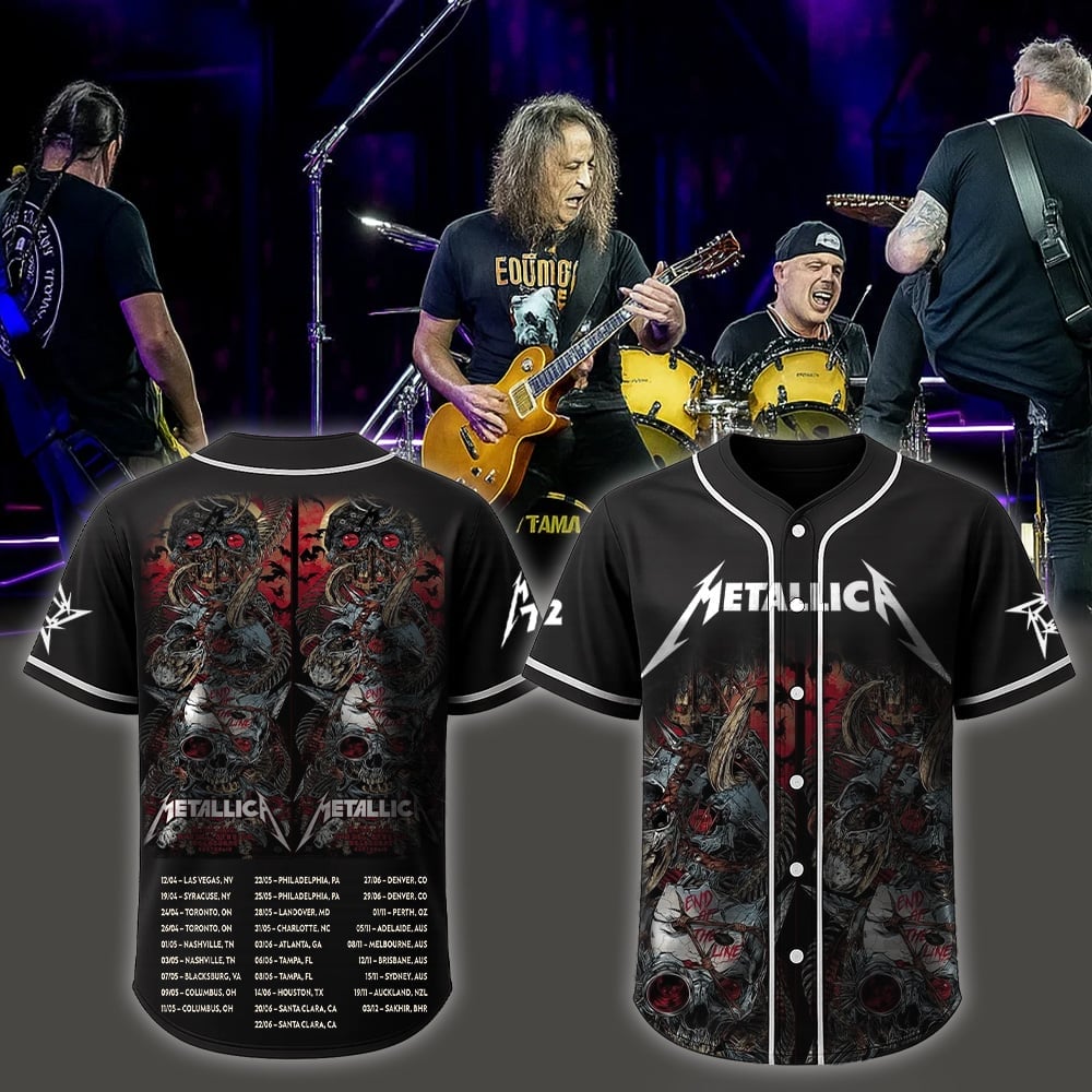 metallica melbourne australia marvel stadium baseball jersey november 8 2025 m72 world tour 2025
