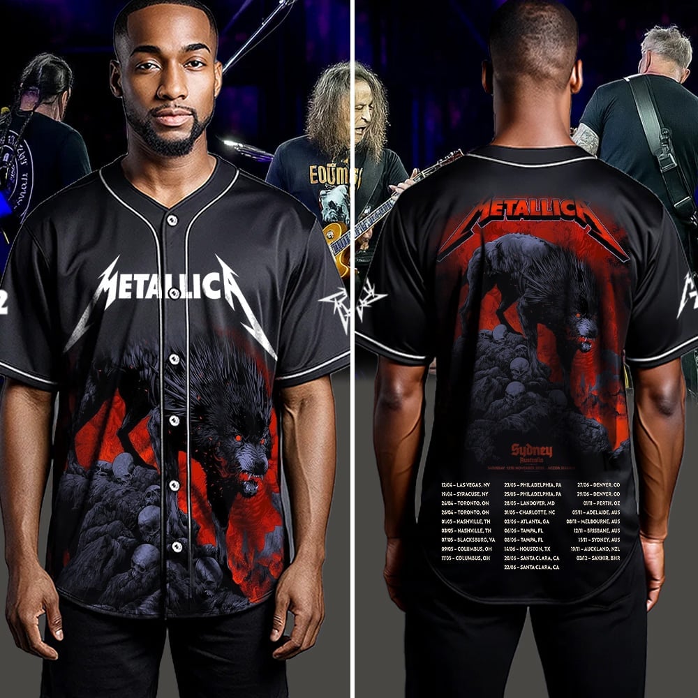 metallica sydney australia accor stadium baseball jersey november 15 2025 ken taylor art m72 world tour 2025 4