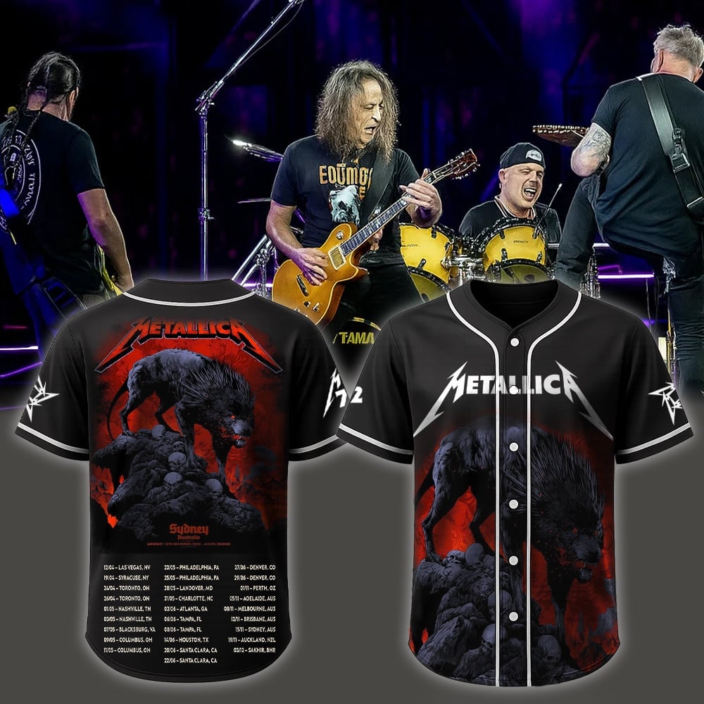 metallica sydney australia accor stadium baseball jersey november 15 2025 ken taylor art m72 world tour 2025