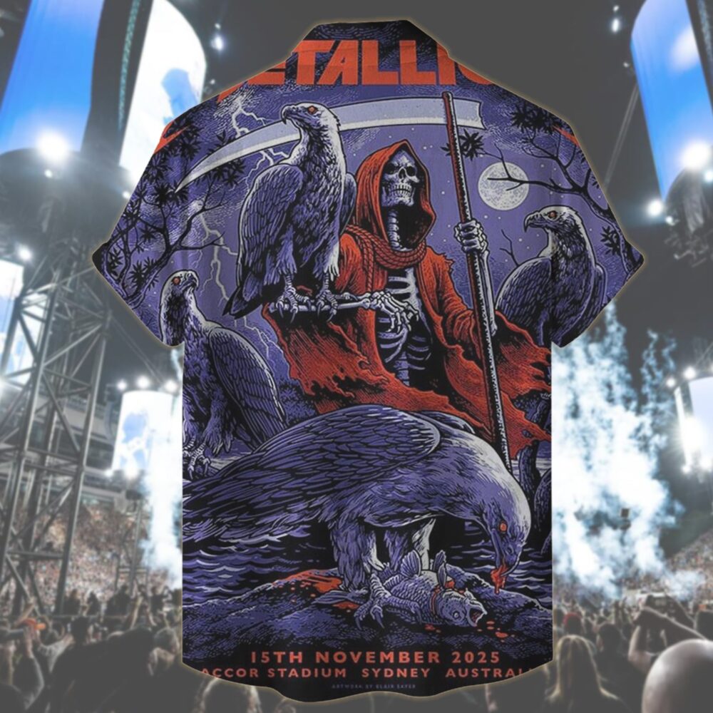 metallica sydney australia accor stadium hawaiian shirt november 15 2025 elia sabet art m72 world tour 2025