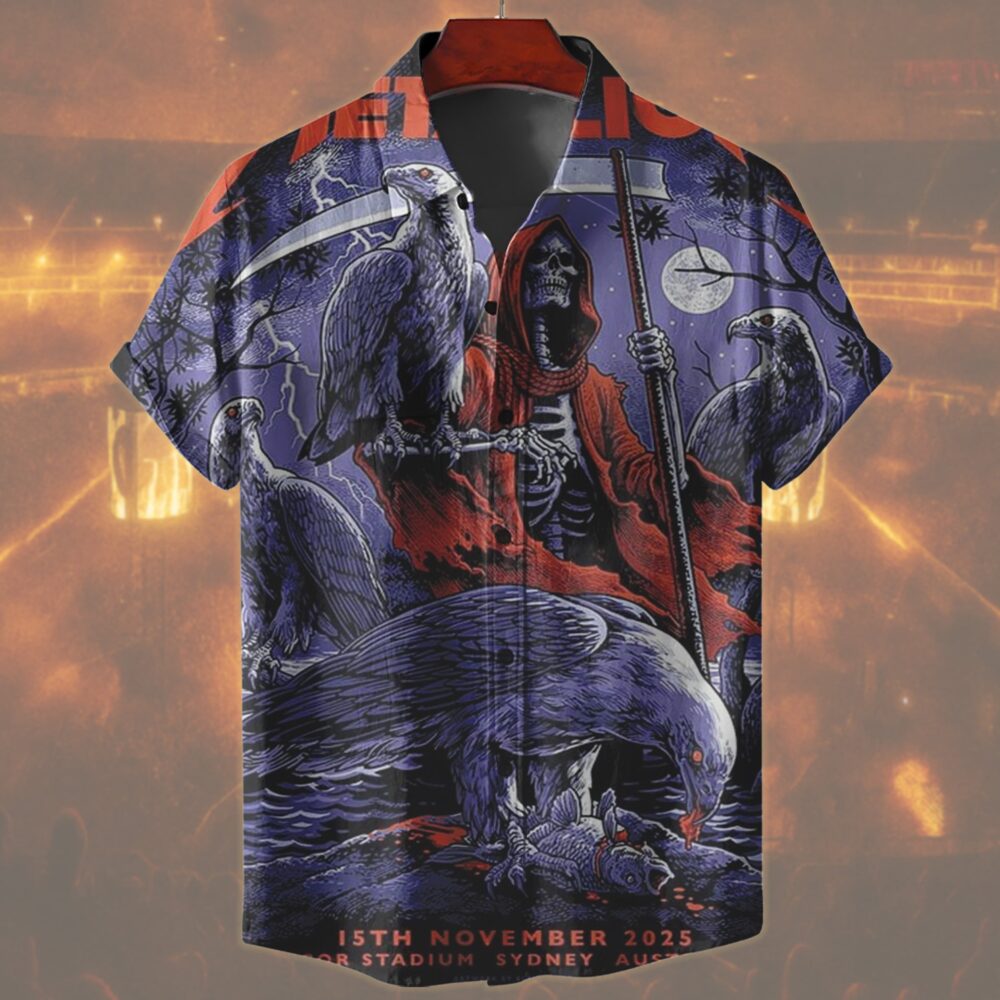 metallica sydney australia accor stadium hawaiian shirt november 15 2025 elia sabet art m72 world tour 2025 2