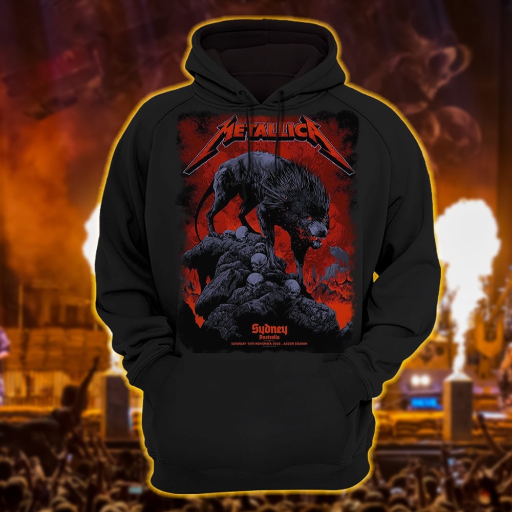 metallica sydney australia accor stadium hoodie november 15 2025 ken taylor art m72 world tour 2025