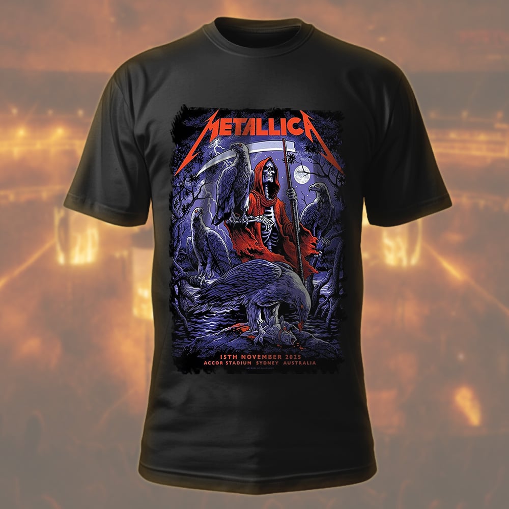 metallica sydney australia accor stadium t shirt november 15 2025 elia sabet art m72 world tour 2025 1
