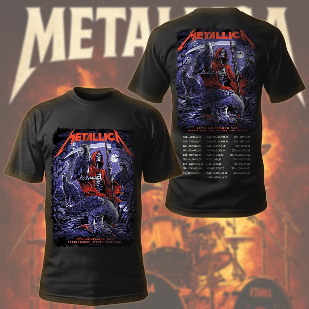 metallica sydney australia accor stadium t shirt november 15 2025 elia sabet art m72 world tour 2025