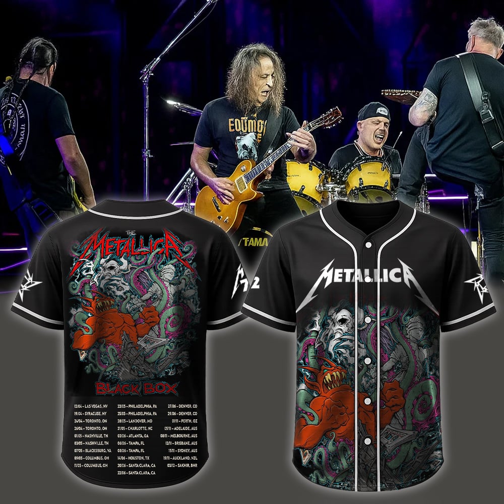 metallica x squindo explosive black box eruption inspired baseball jersey 2025 squindo art m72 world tour 2025