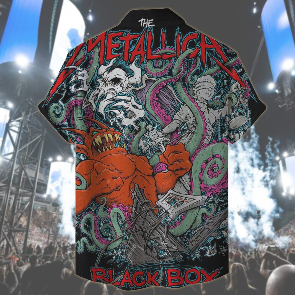 metallica x squindo explosive black box eruption inspired hawaiian shirt 2025 squindo art m72 world tour 2025