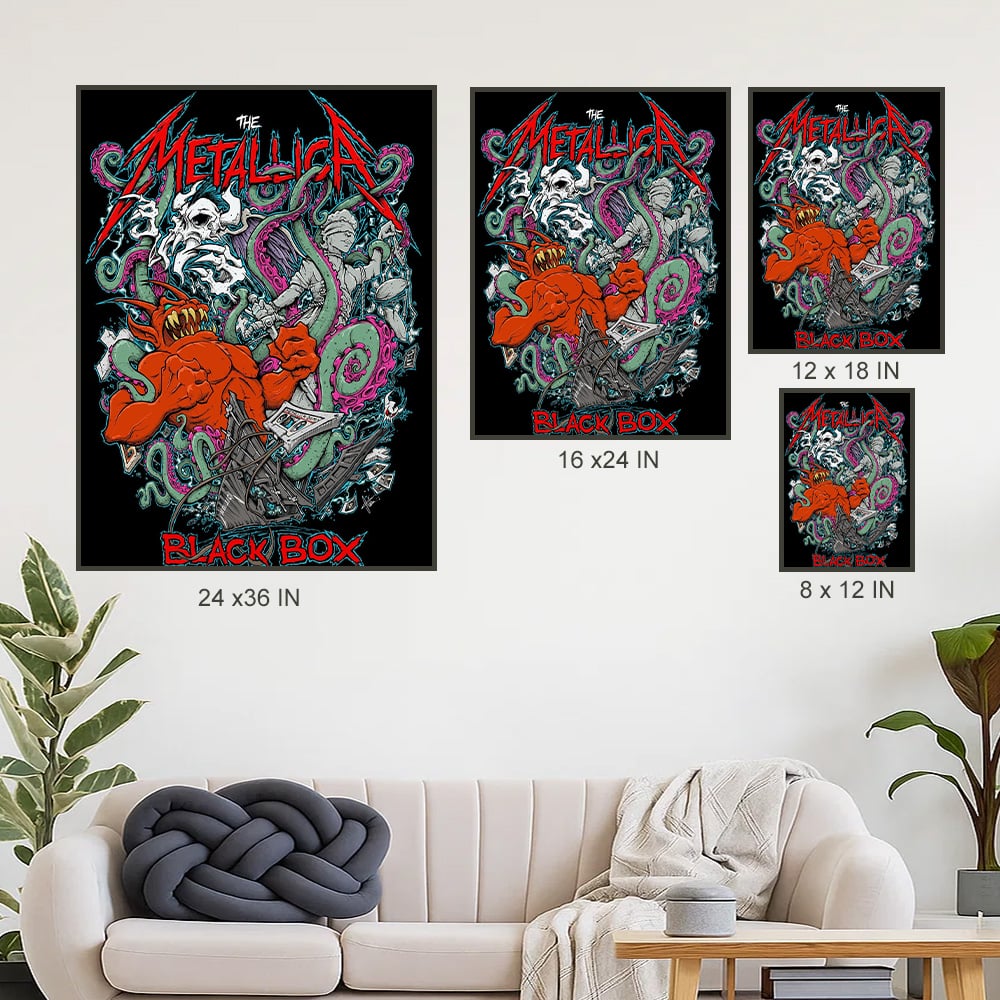 metallica x squindo explosive black box eruption inspired poster 2025 squindo art m72 world tour 2025 3