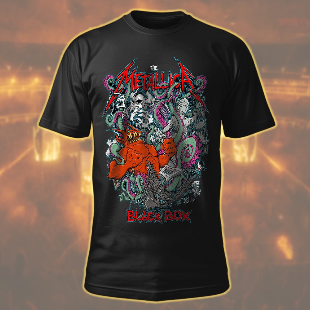 metallica x squindo explosive black box eruption inspired t shirt 2025 squindo art m72 world tour 2025 1