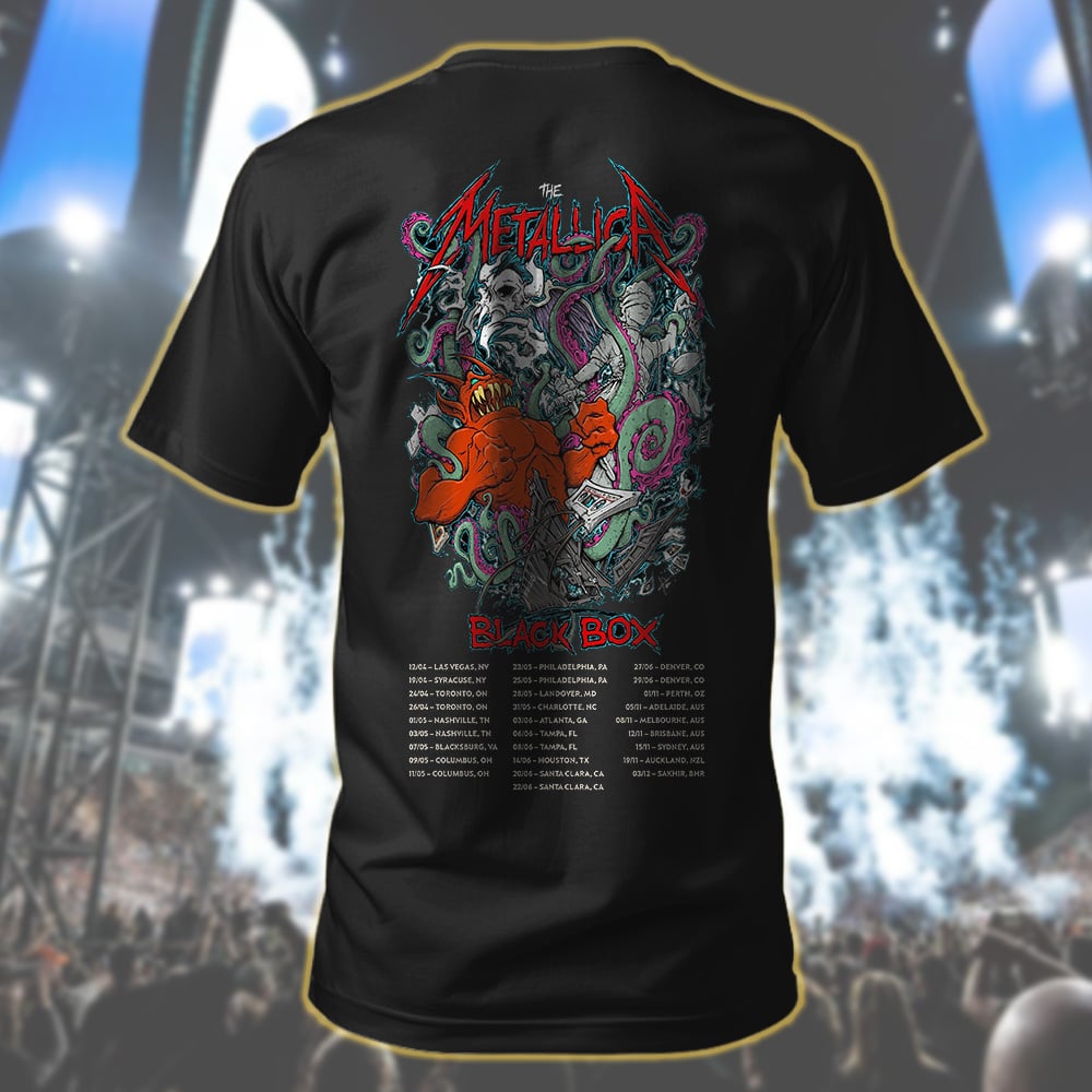 metallica x squindo explosive black box eruption inspired t shirt 2025 squindo art m72 world tour 2025 2