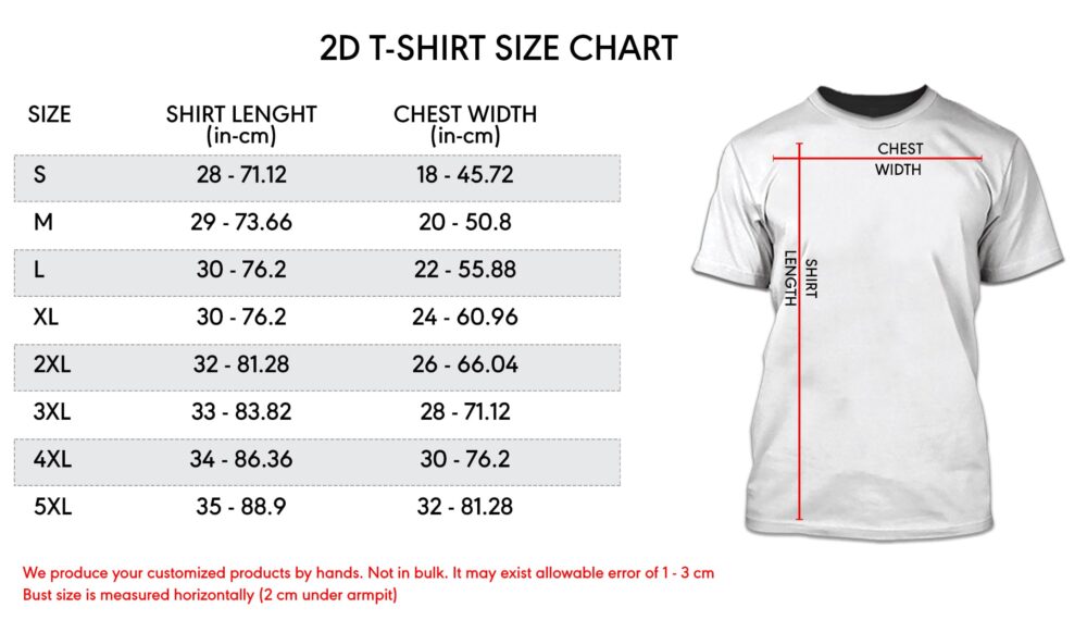 2D Tshirt TQ Sizechart