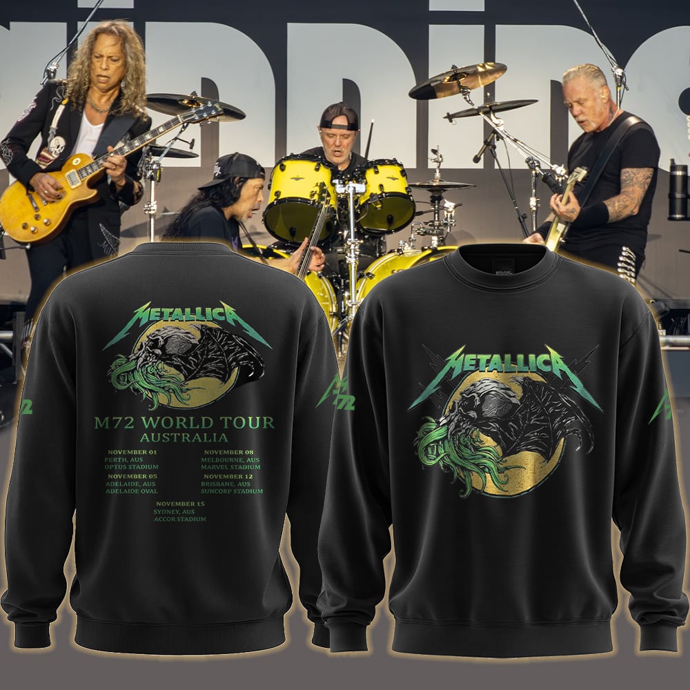 metallica m72 world tour australia all over print sweater 2025 limited edition tour art m72 world tour 2025