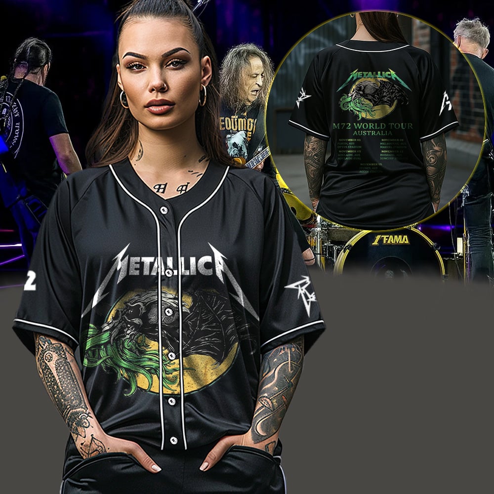 metallica m72 world tour australia baseball jersey 2025 limited edition tour art m72 world tour 2025 3