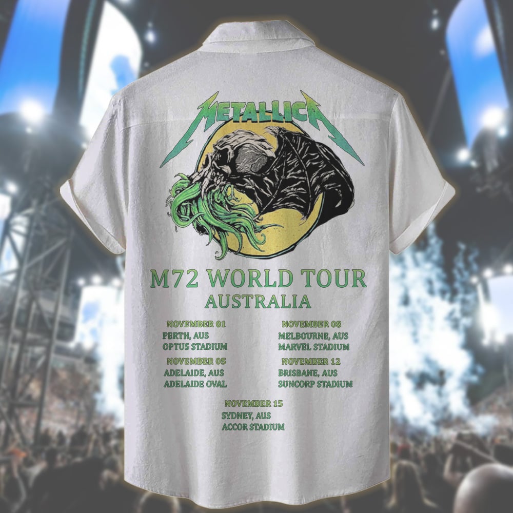 metallica m72 world tour australia hawaiian shirt 2025 limited edition tour art m72 world tour 2025